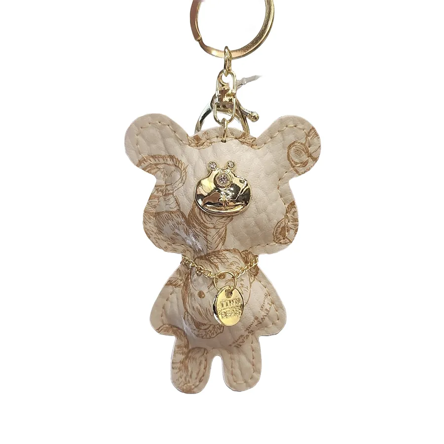 Móc Khóa Charm TTWN BEAR Da Màu Kem
