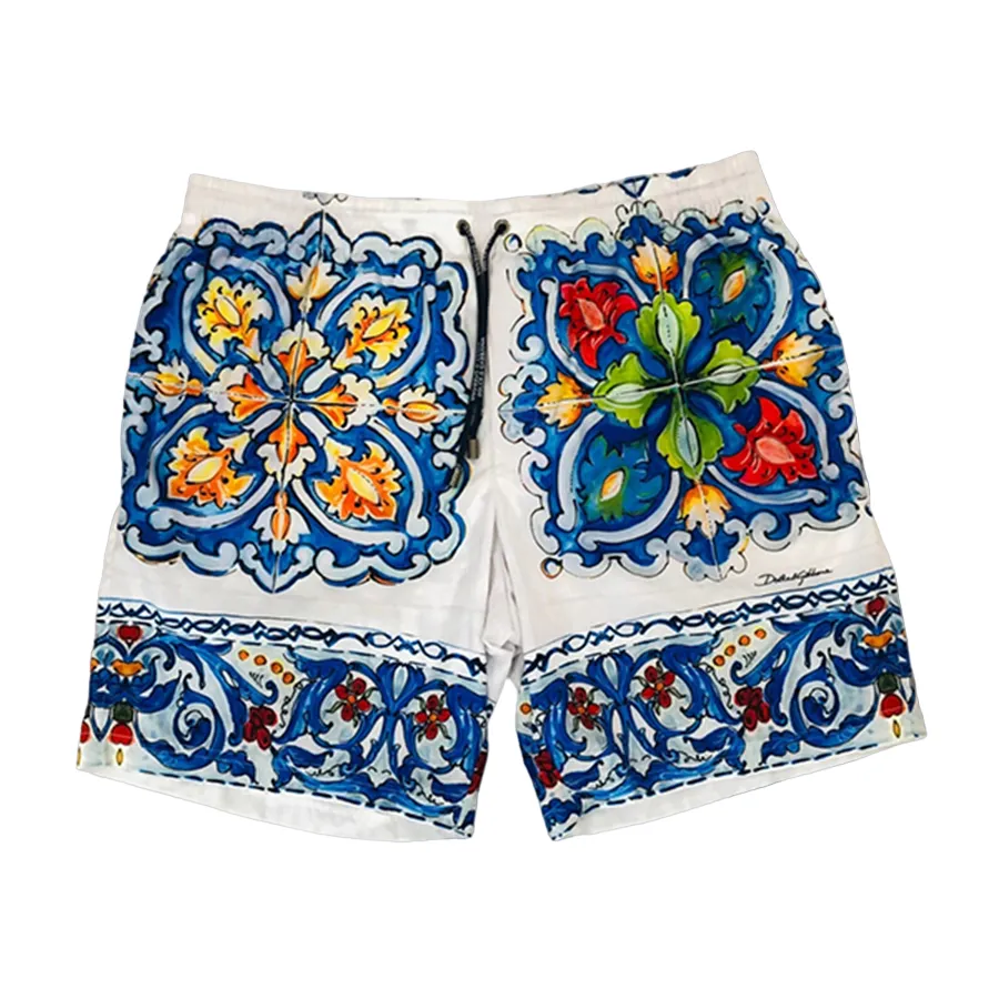 Dolce & Gabbana 100%Polyester - Quần Short Nam Dolce & Gabbana D&G M4A13THHMJM Màu Xanh Trắng Size 5 - Vua Hàng Hiệu