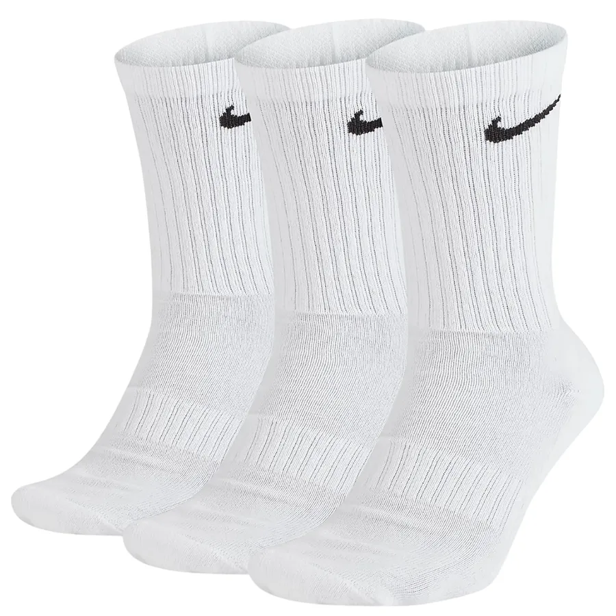 Thời trang Unisex - Set 3 Đôi Tất Nike Everyday Cushioned Dri-Fit White SX7664-100 Cổ Cao Màu Trắng Size 23-25cm - Vua Hàng Hiệu