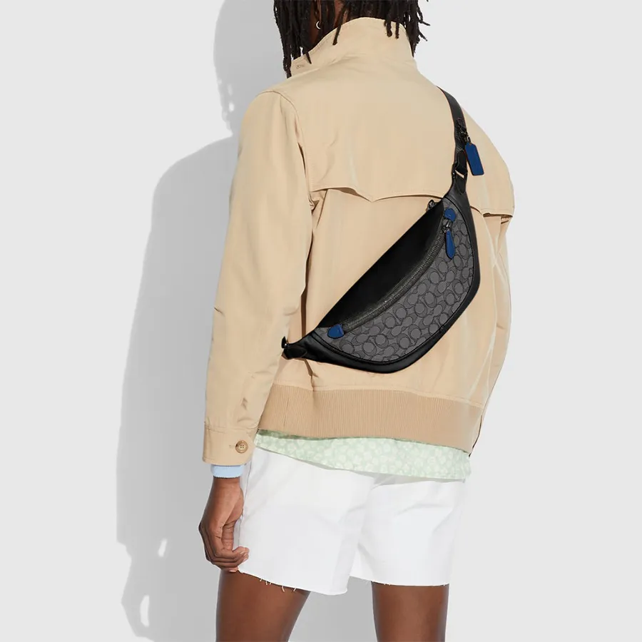 Túi Đeo Hông Nam Coach Men's Charcoal Black Signature