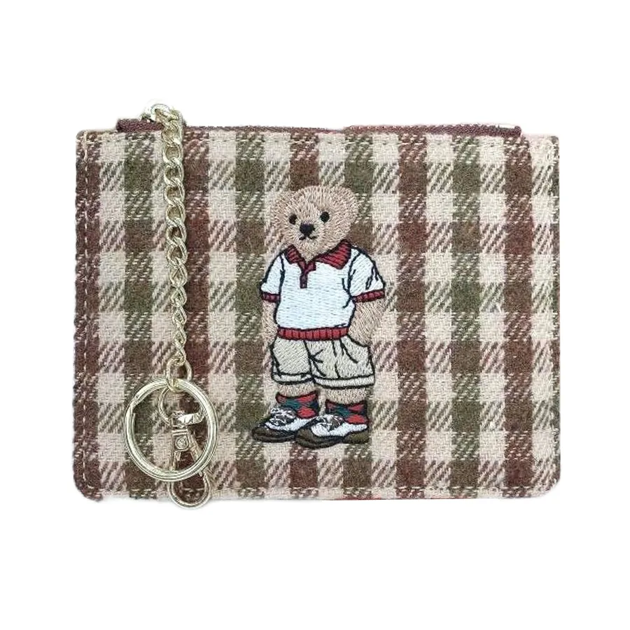Ví Đựng Thẻ Nữ TTWN BEAR TT2449 Kẻ Nâu