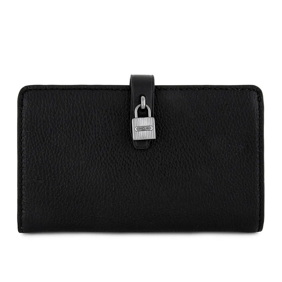 Túi xách Michael Kors - Ví Michael Kors MK Adele Slim Bifold Leather Wallet With Lock Detail Màu Đen - Vua Hàng Hiệu