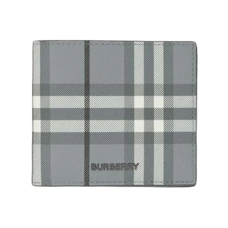 Burberry Ví - Ví Nam Burberry Vintage Check Bifold Wallet Màu Ghi Xám - Vua Hàng Hiệu
