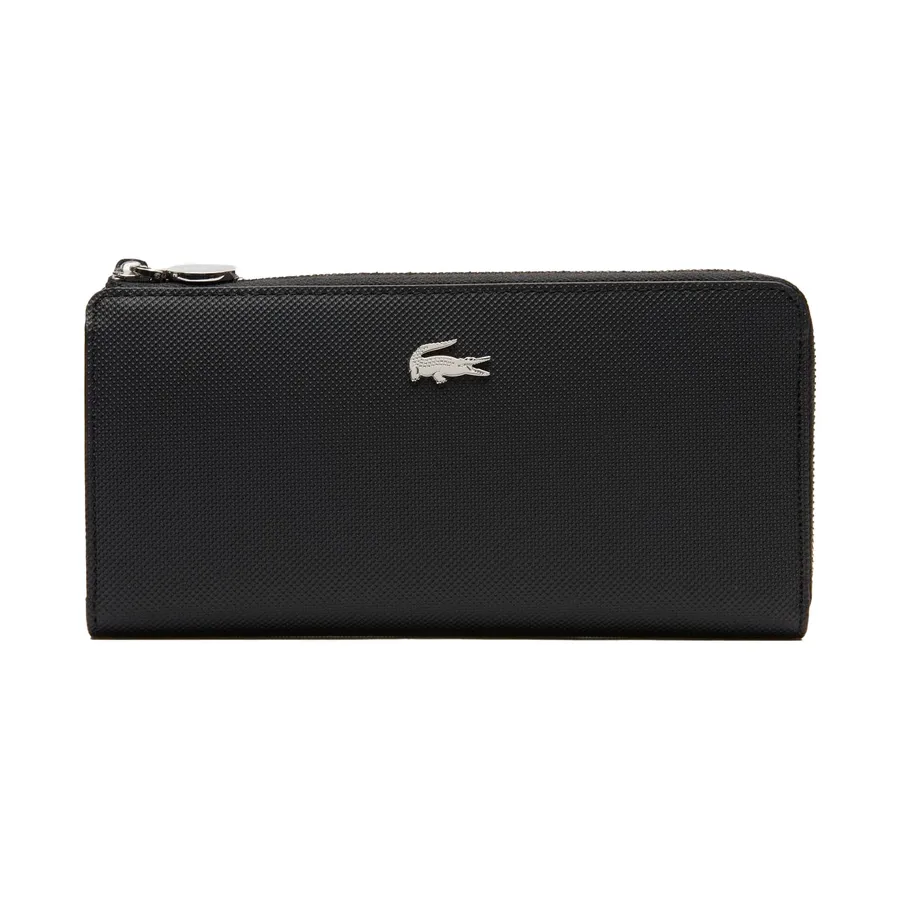 Lacoste Ví dáng dài - Ví Nữ Lacoste Women's Daily Classic Coated Piqué Canvas 10 Card Zip Wallet NF2780DC-000 Màu Đen - Vua Hàng Hiệu