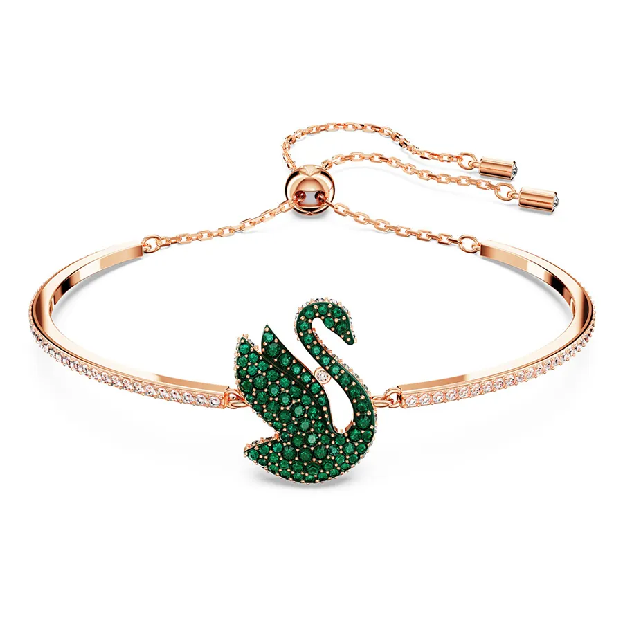 Vòng Đeo Tay Nữ Swarovski&nbsp;Iconic Swan Bangle Swan, Green, Rose Gold-Tone Plated 5650065 Màu Xanh Green (Thiên Nga)