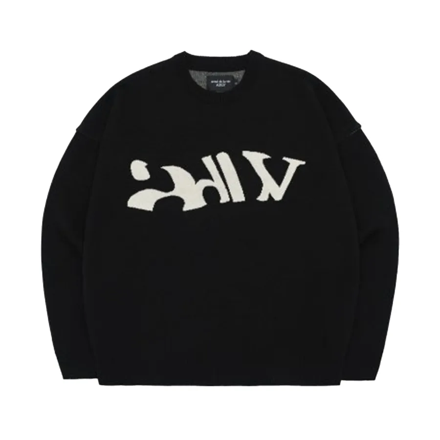 Acmé De La Vie Đen - Áo Nỉ Sweater Acmé De La Vie ADLV Big Cutting Logo Knit Black Màu Đen - Vua Hàng Hiệu