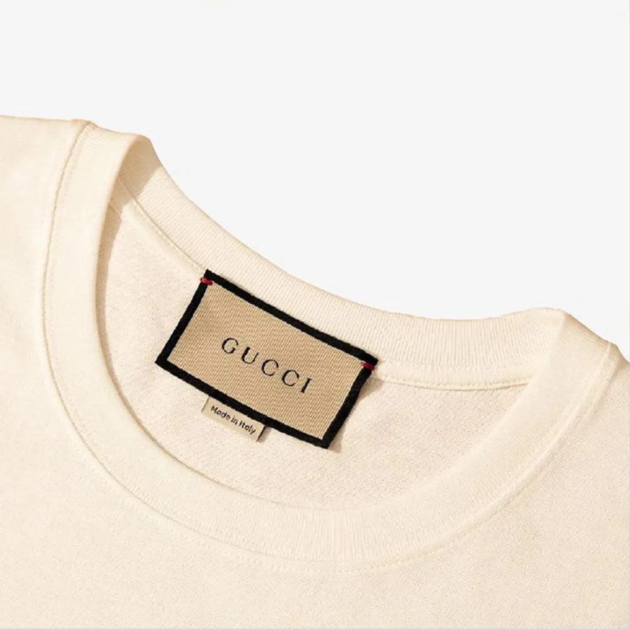 Áo Phông Unisex Gucci Strawberry Cotton TShirt Màu Be Vua Hàng Hiệu