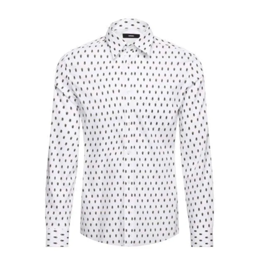 Áo Sơ Mi Dài Tay Nam Diesel Camisa Manga Larga Ven Skull 00SY7T Màu Trắng Size S