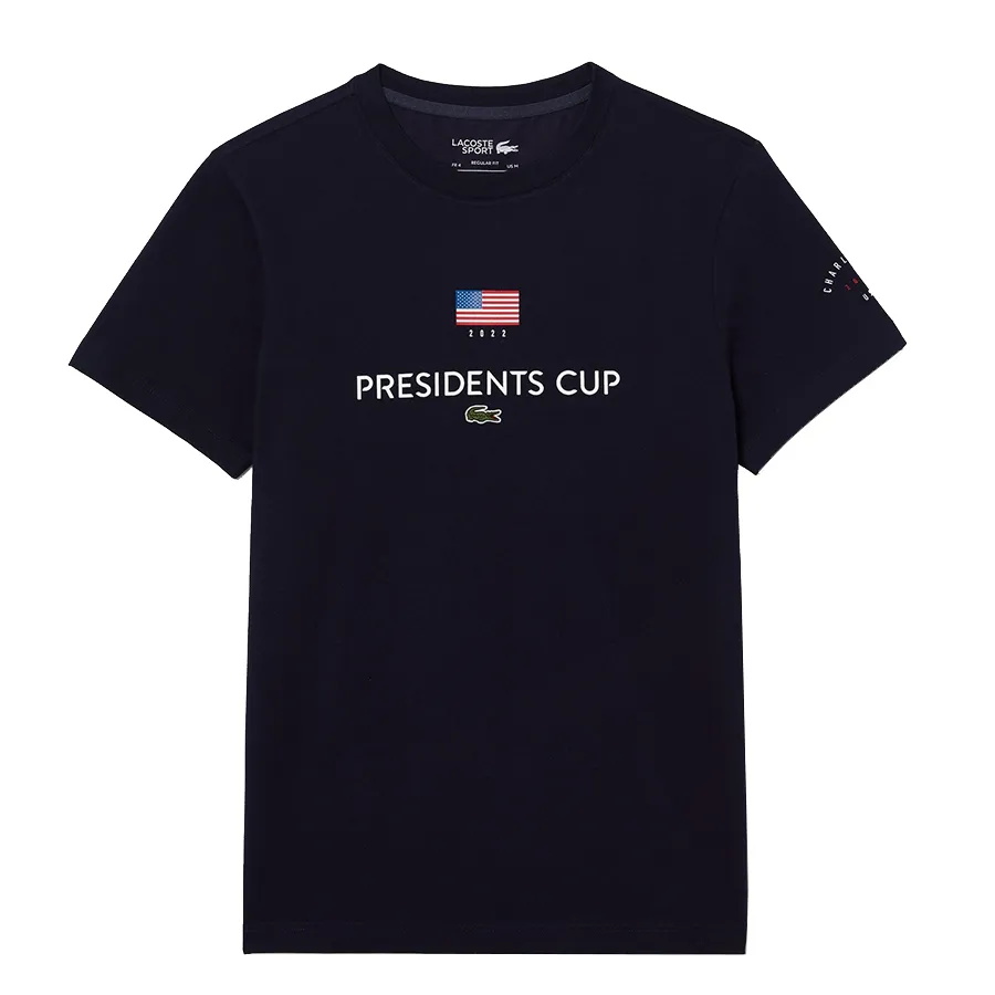 Áo Thun Nam Lacoste Men’s Sport Presidents Cup American Flag T-Shirt TH8201  166 Màu Xanh Navy Size