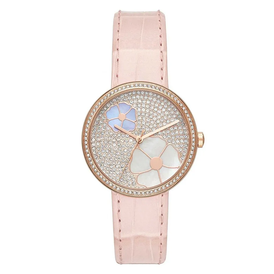 Michael Kors - Đồng Hồ Nữ Michael Kors Courtney Rose Gold Leather Watch MK2718 Màu Hồng Nhạt - Vua Hàng Hiệu