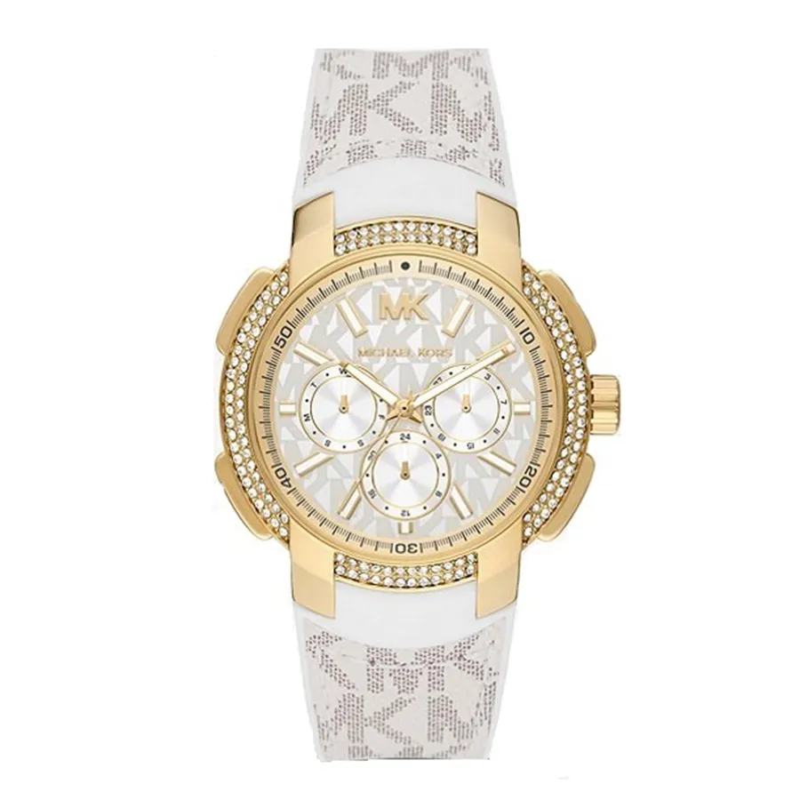 Đồng hồ Michael Kors - Đồng Hồ Nữ Michael Kors MK Oversized Pavé Chronograph Quartz Watch MK7221 Màu Trắng - Vua Hàng Hiệu