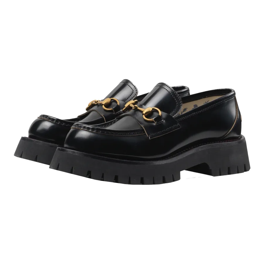 Giày Gucci Giày lười - Giày Lười Nữ Gucci Women's Leather Lug Sole Loafer 577236 DS800 1000 Màu Đen - Vua Hàng Hiệu