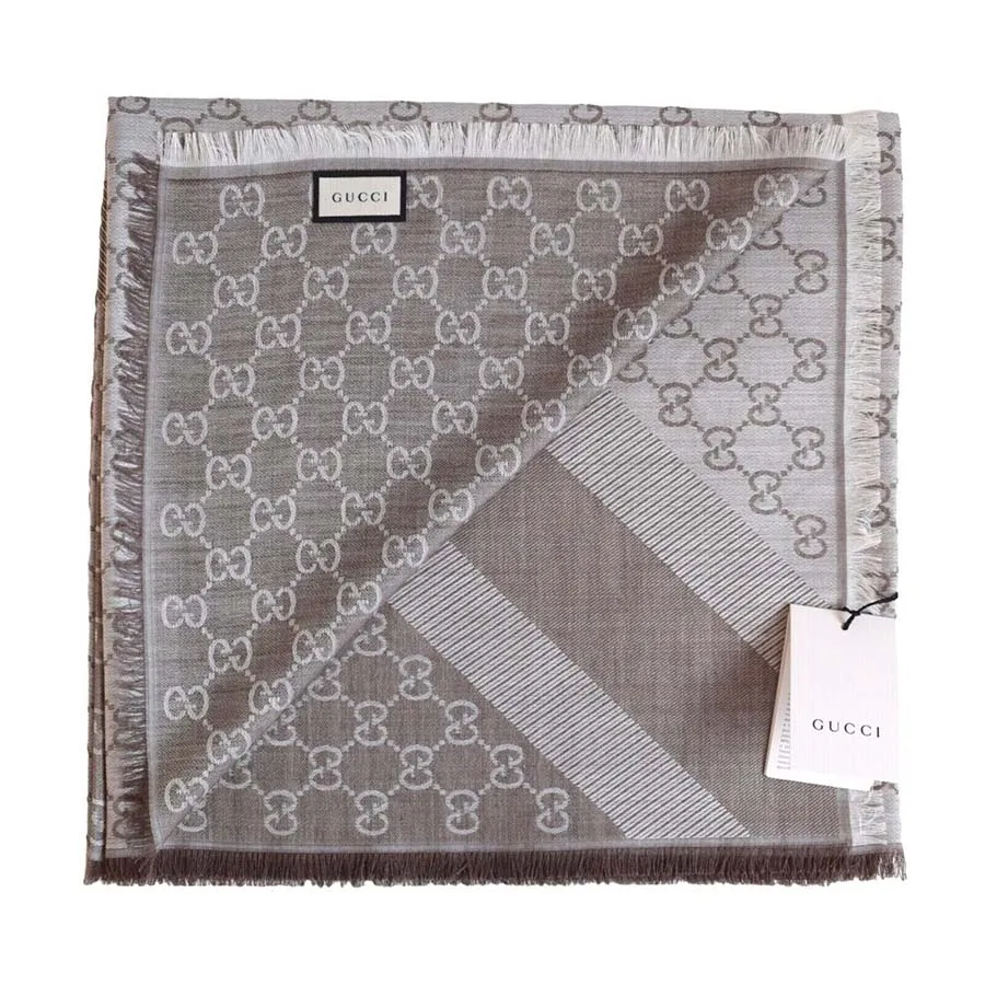 Khăn Quàng Cổ Gucci Scarf Shawl GG Guccissima 140x140cm Wool Silk