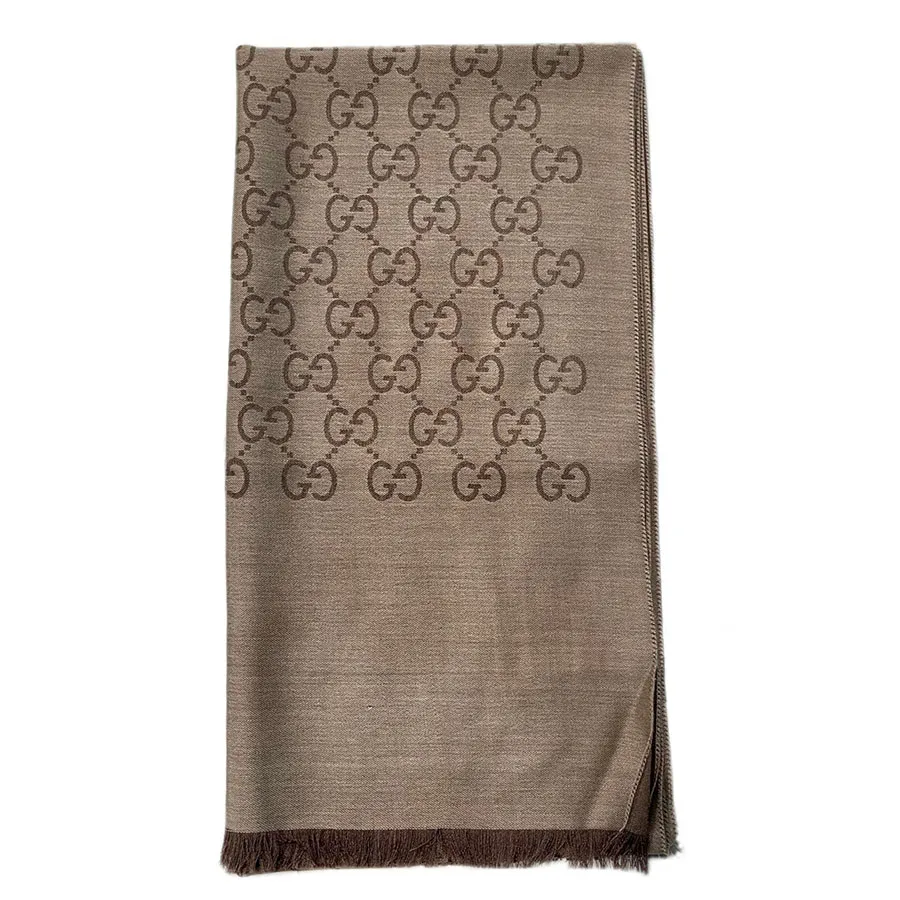 Khăn Quàng Cổ Unisex Gucci Muffler Stole 165904 3G646 1264 Light Brown Màu Nâu Nhạt Size 45 x 180cm