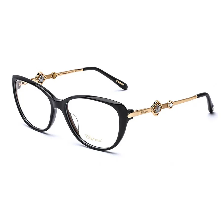 Kính mắt - Kính Mắt Cận Nữ Chopard Ladies Black Round Eyeglass VCH225S Màu Đen/Vàng - Vua Hàng Hiệu