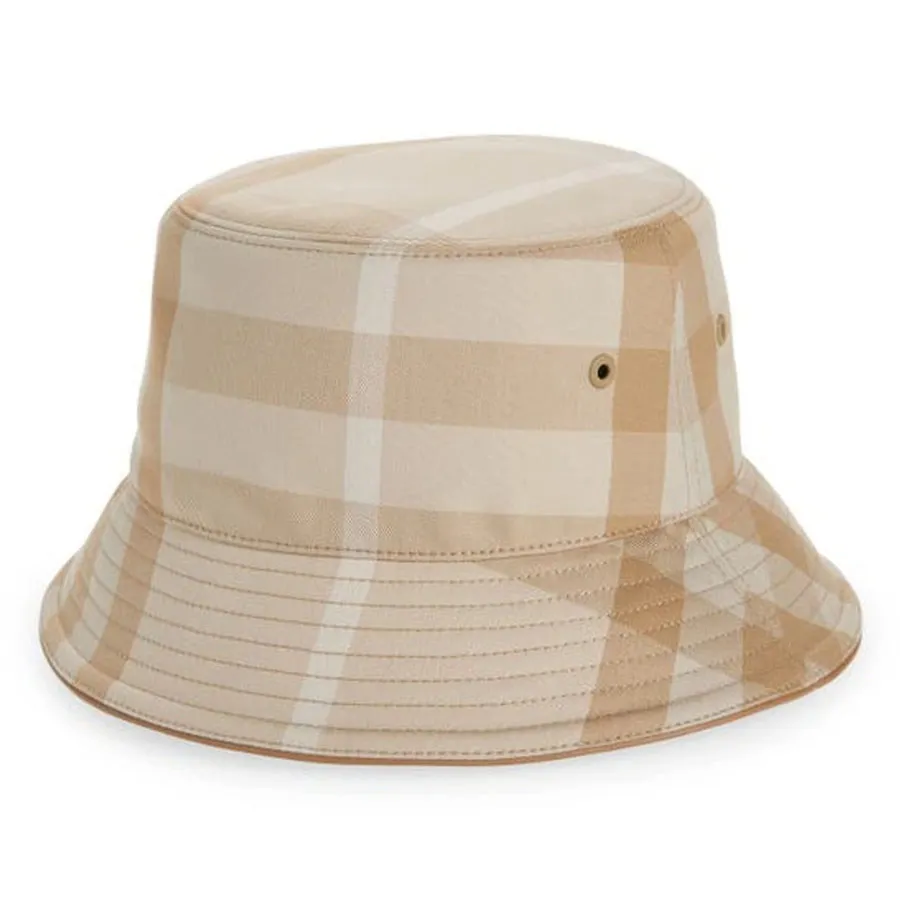 Mũ nón Burberry - Mũ Burberry Beige Checked Bucket Hat 8052103 A7405 Soft Fawn Màu Be Kẻ Size M - Vua Hàng Hiệu