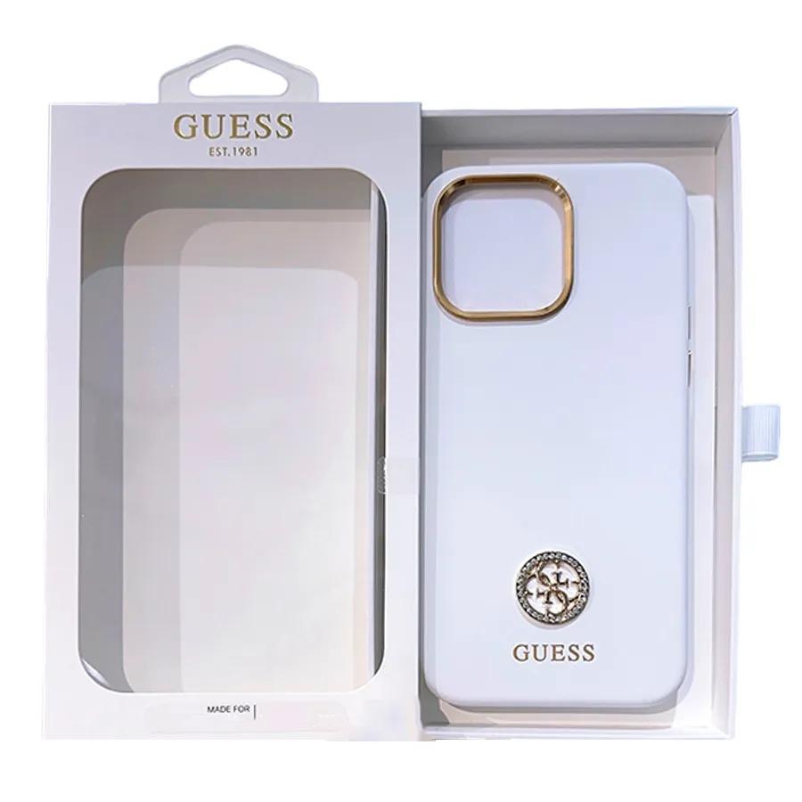 Phụ Kiện Công Nghệ Ốp lưng - Ốp Điện Thoại Guess Logo Silicone Case Iphone 15 Promax Màu Trắng - Vua Hàng Hiệu