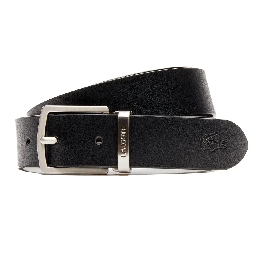 Thắt lưng Mỹ - Thắt Lưng Lacoste Men's Reversible Leather Belt And 2 Buckles Gift Set RC4012-371 Màu Xám Size 90 - Vua Hàng Hiệu