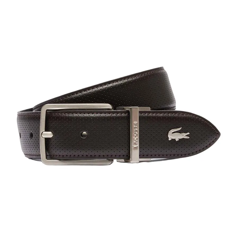 Thắt lưng Lacoste - Thắt Lưng Nam Lacoste Men's Engraved Buckle Reversible Piqué Leather Belt RC4002 - 110 - BRW Màu Nâu - Vua Hàng Hiệu