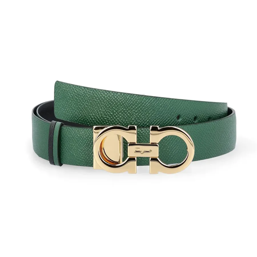 Thắt Lưng Nữ Salvatore Ferragamo Green Black Reversible Belt Hai Mặt Màu Xanh Đen Bản 2.5cm N-HM