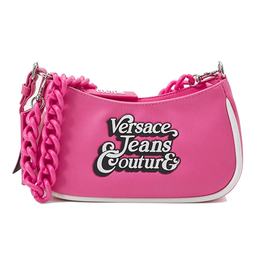 Túi xách Versace - Túi Đeo Vai Nữ Versace Jeans Couture Range Bowling Logo Patch Bag Màu Hồng - Vua Hàng Hiệu