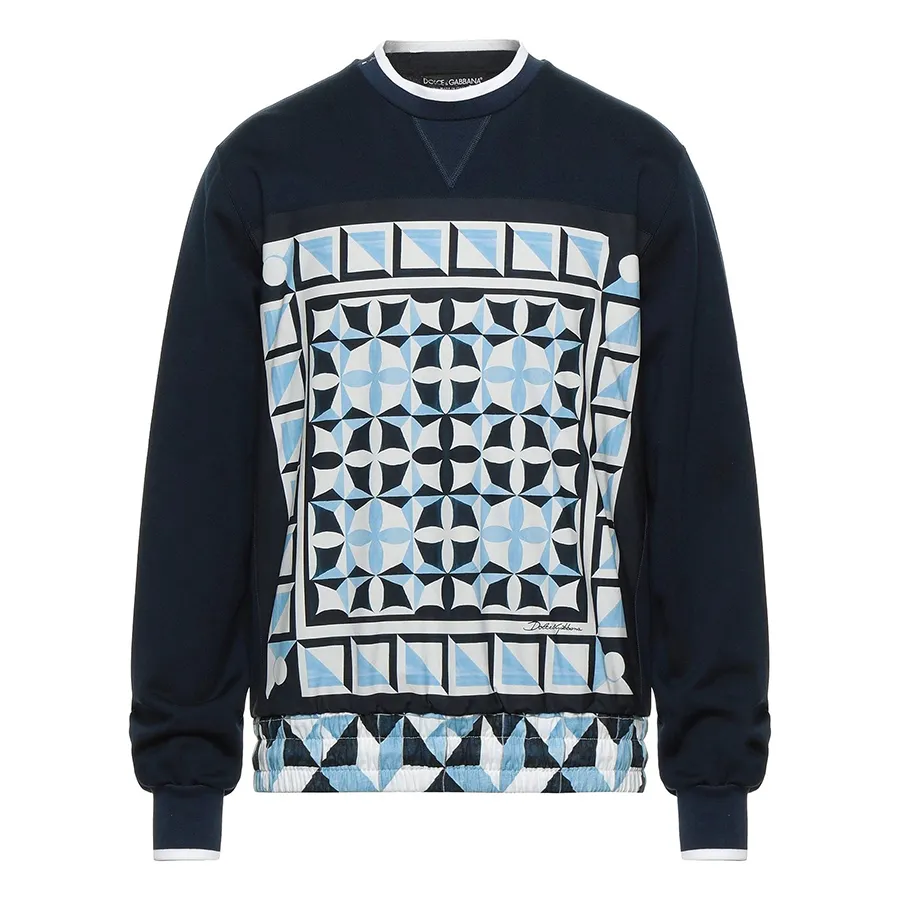 Thời trang Dolce & Gabbana Xanh navy - Áo Nỉ Sweater Nam Dolce & Gabbana D&G Sweatshirt With Geometric Pattern Màu Xanh Navy Size 44 - Vua Hàng Hiệu