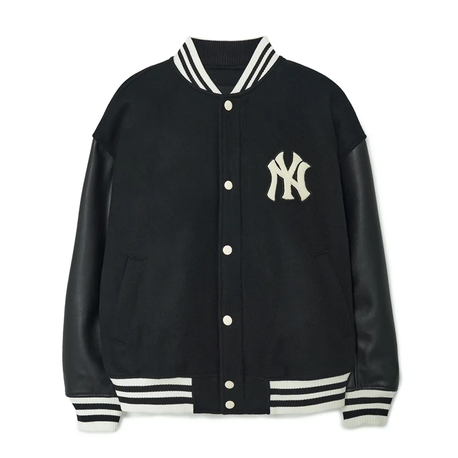 Thời trang MLB Order - Áo Bomber MLB Wool Basic Varsity Jacket New York Yankees 3AJPV0634-50BKL Màu Đen - Vua Hàng Hiệu