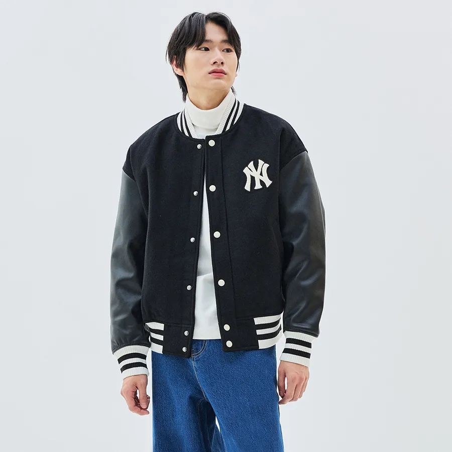 Shop MLB Korea Unisex Wool Street Style Logo Jackets (3AJPV0634