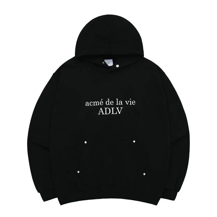 Acmé De La Vie - Áo Hoodie Acmé De La Vie ADLV Basic Logo Rivet Point Hoodie Black Màu Đen Size 1 - Vua Hàng Hiệu