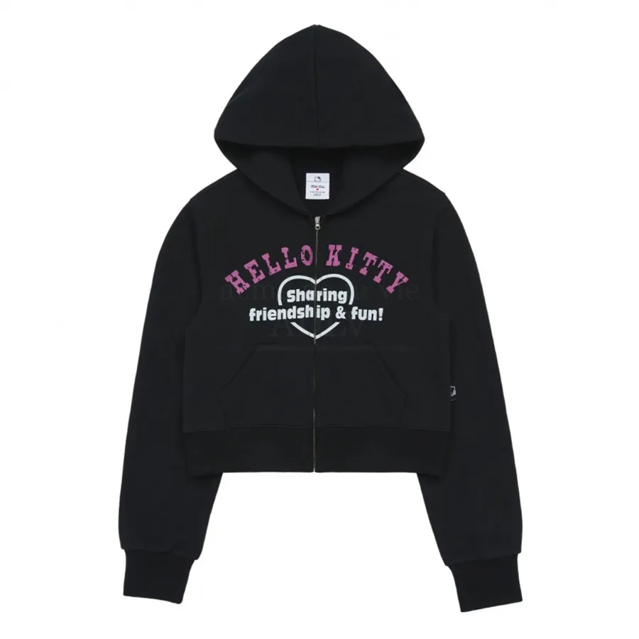 Acmé De La Vie Nữ - Áo Hoodie Nữ Acmé De La Vie ADLV Hello Kitty Lettering Màu Đen - Vua Hàng Hiệu