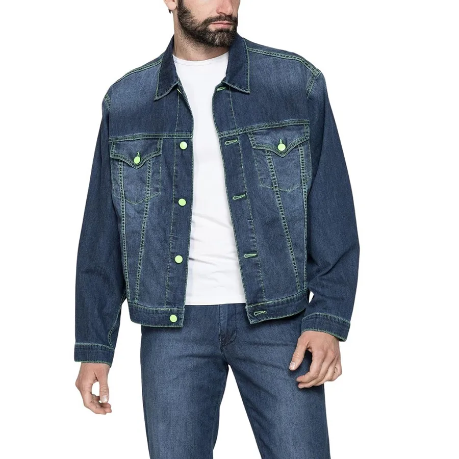 Thời trang Cotton, polyester, elastane - Áo Khoác Denim Nam Carrera Jeans Jacket With Fluo Contrasts 440A0941X_711 Màu Xanh Size M - Vua Hàng Hiệu