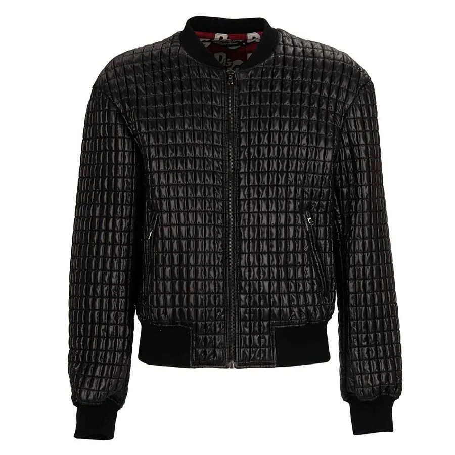Thời trang Vải Nylon - Áo Khoác Nam Dolce & Gabbana D&G Quilted Nylon Bomber Jacket With Knitted Details Black Màu Đen Size 46 - Vua Hàng Hiệu