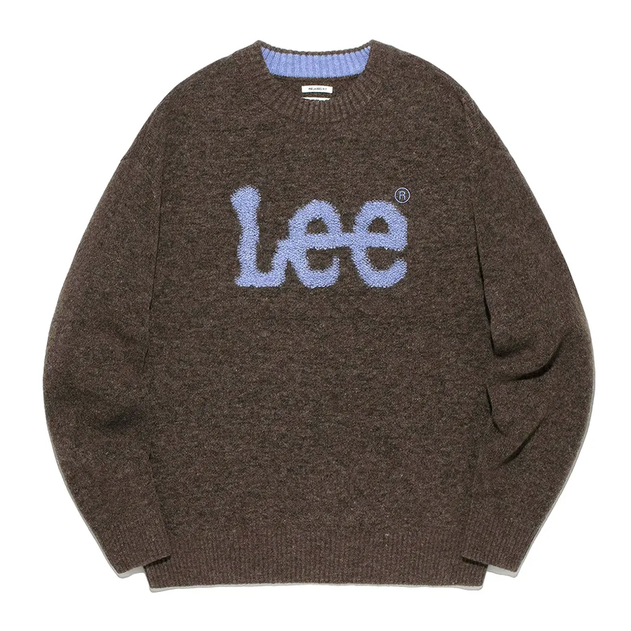 Thời trang Len, polyester - Áo Len Lee Big Twitch Logo LE2303KT02CL Màu Nâu Chocolate - Vua Hàng Hiệu