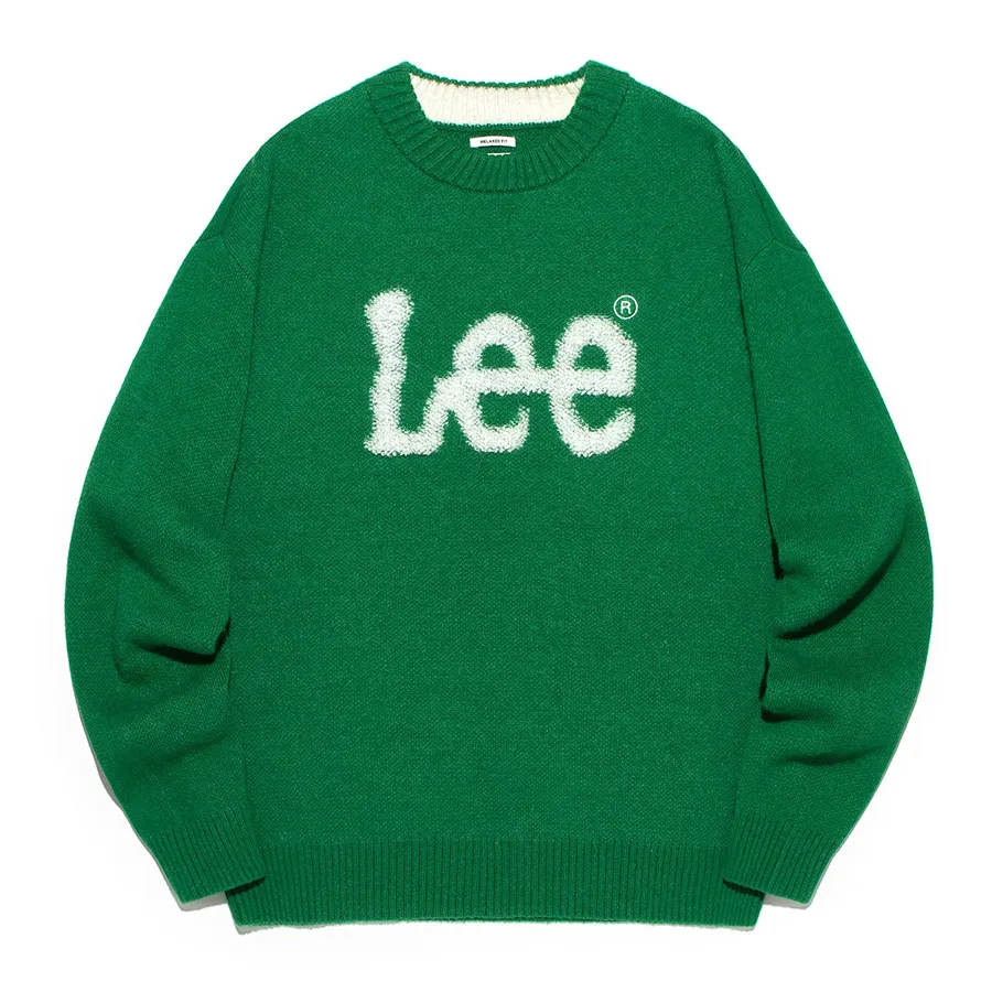 Thời trang Len, polyester - Áo Len Lee Big Twitch Logo LE2303KT02GN Màu Xanh Green - Vua Hàng Hiệu