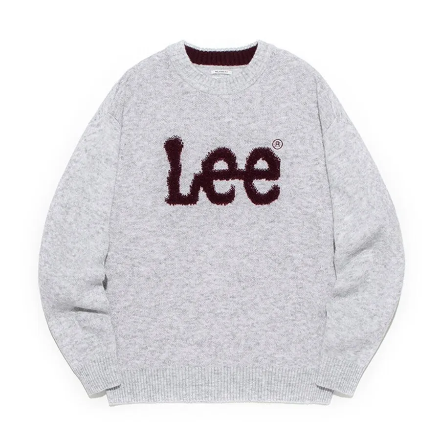 Thời trang Len, polyester - Áo Len Lee Big Twitch Logo LE2303KT02LG Màu Xám Nhạt - Vua Hàng Hiệu