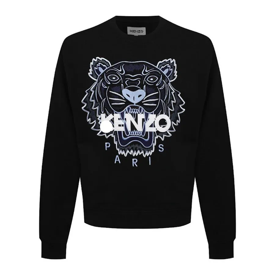 Kenzo Cotton 98%, Spandex/Elastane 2% - Áo Nỉ Sweat Kenzo Embroidered Tiger Logo Màu Đen Size L - Vua Hàng Hiệu