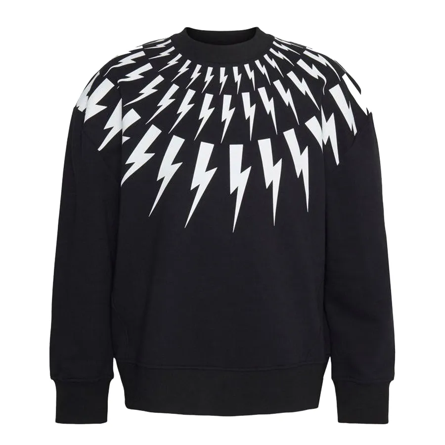 Neil Barrett - Áo Nỉ Sweater Nam Neil Barrett Cotton Lightning Bolt Sweatshirt BJS012S Màu Đen Size S - Vua Hàng Hiệu