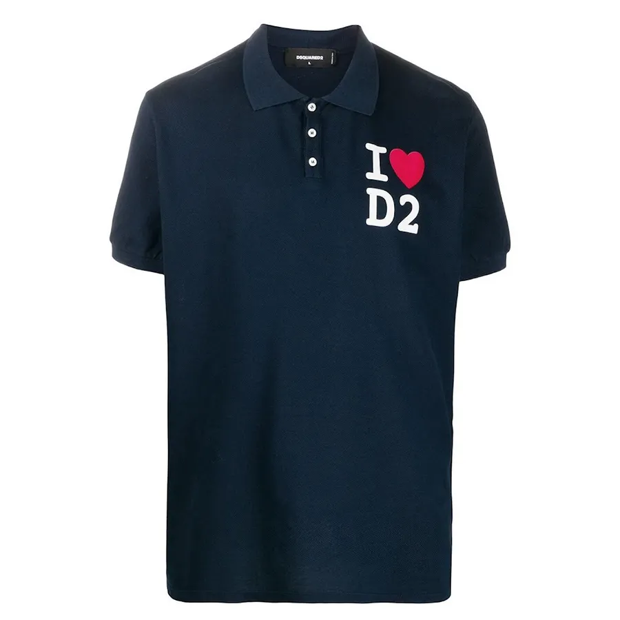DSquared2 Xanh navy - Áo Polo Nam Dsquared2 Cotton Shirt With Logo S74GL0044 Màu Xanh Navy Size M - Vua Hàng Hiệu