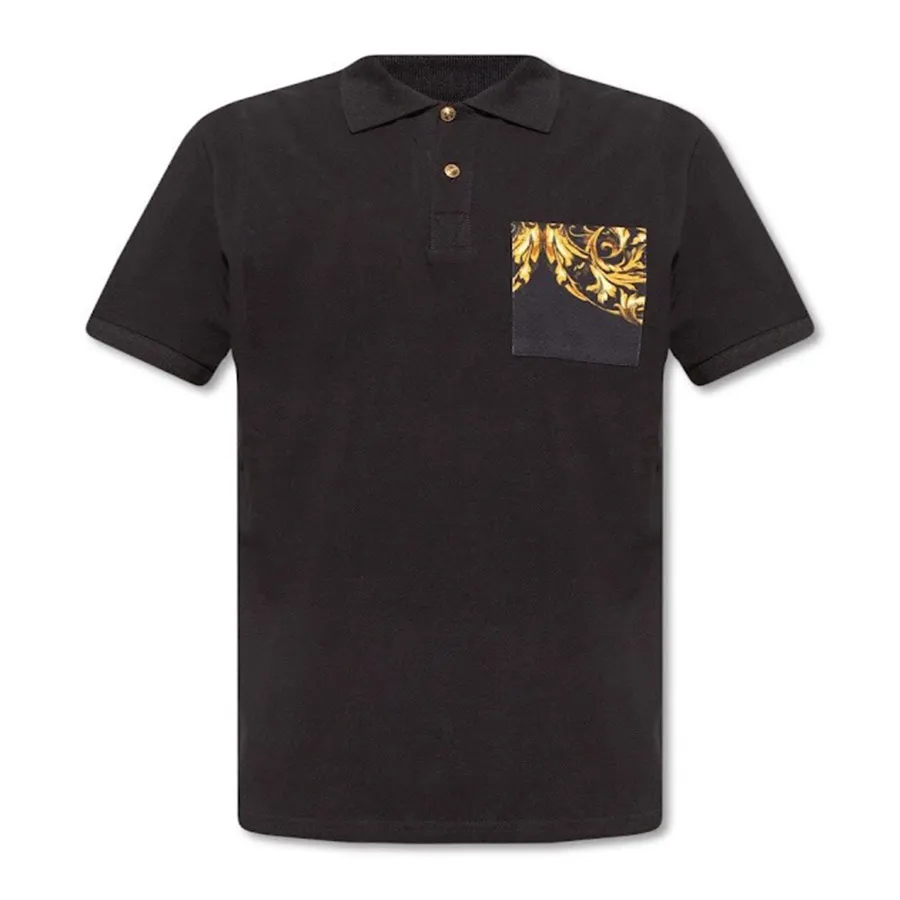 Áo Polo Nam Versace Jeans Couture Polo Shirt With Baroque Pattern 72GAG6BO  Màu Đen Size M