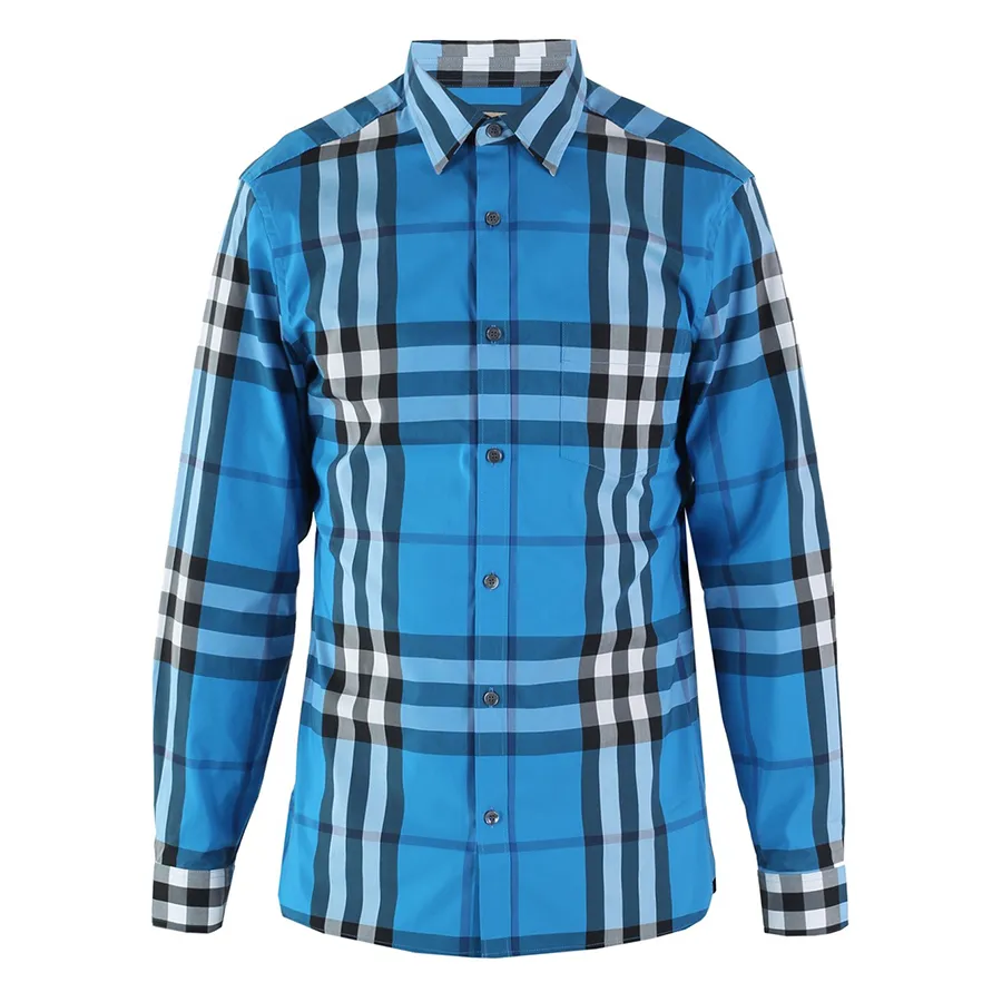 Thời trang Burberry Xanh Blue - Áo Sơ Mi Nam Burberry Checked Shirt 4015345 4310B Màu Xanh Blue Size L - Vua Hàng Hiệu