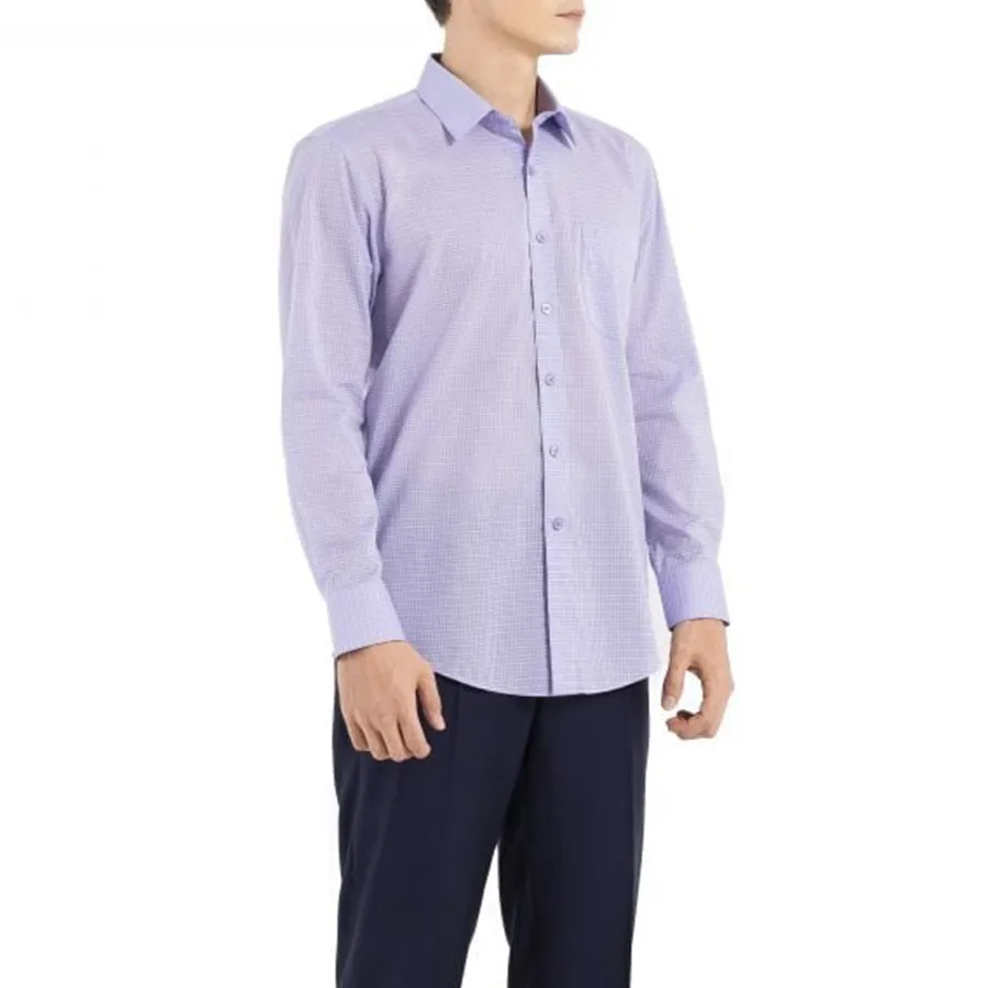 Thời trang Giovanni - Áo Sơ Mi Nam Giovanni Regular Fit Shirt US685-VL Màu KẻTím Nhạt Size M - Vua Hàng Hiệu