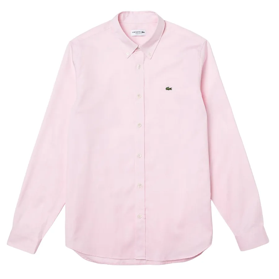 Thời trang Áo sơ mi bò - Áo Sơ Mi Nam Lacoste Men's Regular Fit Premium Cotton Shirt CH2933 00 ADY Màu Hồng Nhạt Size 39 - Vua Hàng Hiệu