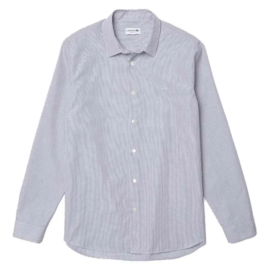 Áo Sơ Mi Nam Lacoste Regular Fit CH2974 00 AU8 Màu Trắng Caro Kẻ Đen Size 40