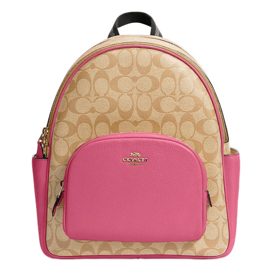 Balo Nữ Coach Court Backpack In Signature Canvas 5671 Màu Hồng/Khaki T-HĐ