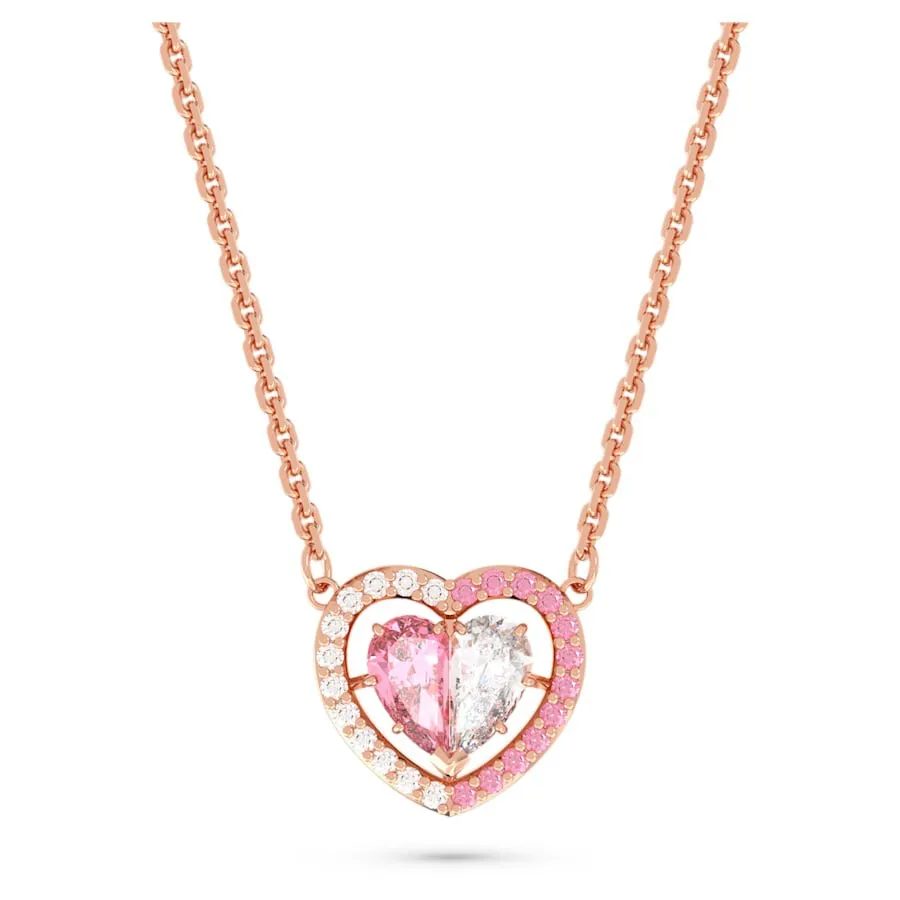 Trang sức Áo - Dây Chuyền Nữ Swarovski Gema 520 Necklace Heart, Pink, Rose Gold-Tone Plated 5653007 Màu Vàng Hồng - Vua Hàng Hiệu