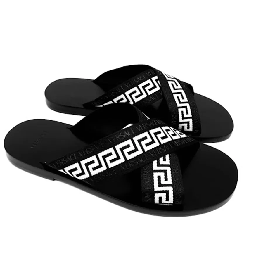 Mua Dép Nam Versace Greca Ribbon VS9746 Màu Đen Trắng Size 42 Versace