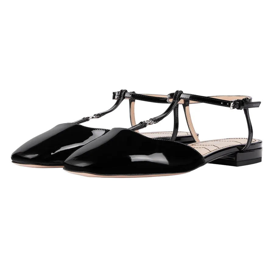 Giày Giày bệt - Giày Bệt Nữ Gucci Black Leather Double G Ballet Flat 754136BNC001000 Màu Đen - Vua Hàng Hiệu