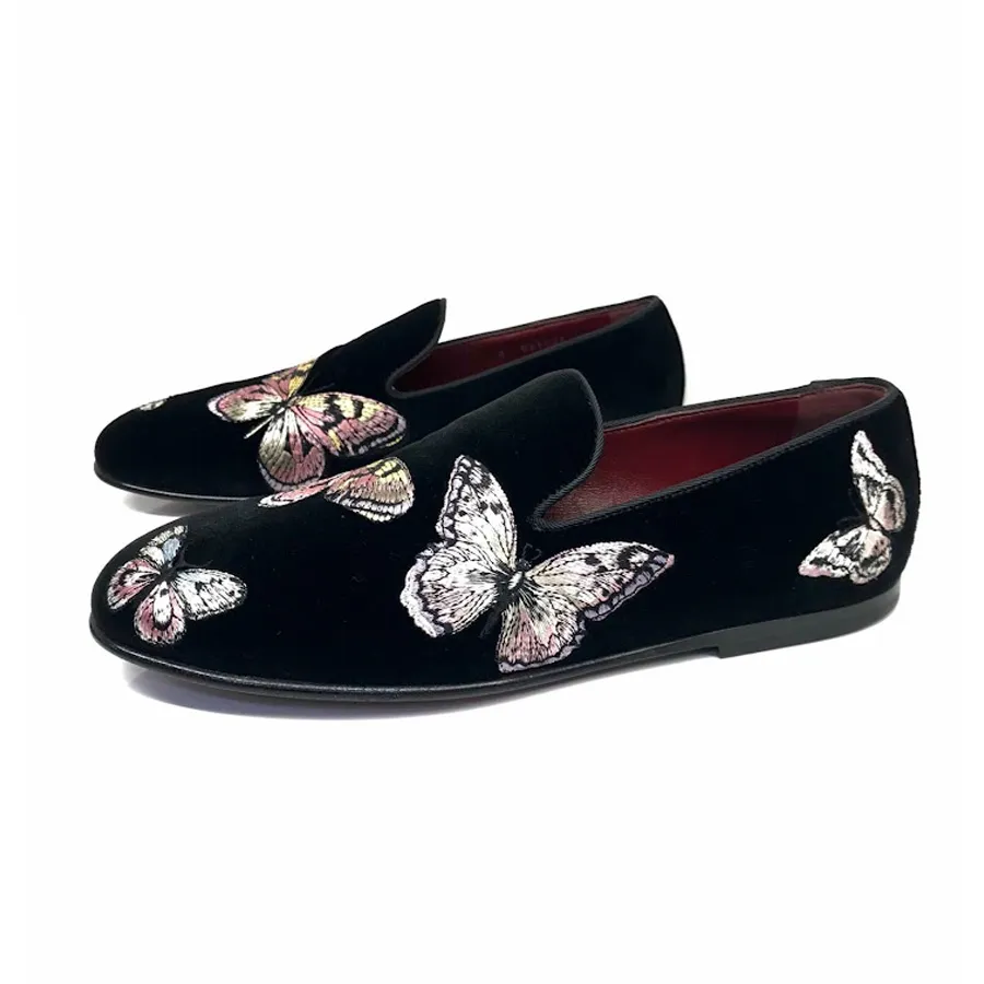 Dolce & Gabbana Giày lười - Giày Lười Nam Dolce & Gabbana D&G Loafer with Butterfly Embroidery Màu Đen Size 40.5 - Vua Hàng Hiệu