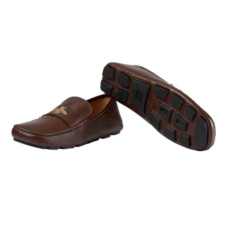 Giày Gucci Giày lười - Giày Lười Nam Gucci 473769 Bee Loafers Màu Nâu Size 40.5 - Vua Hàng Hiệu