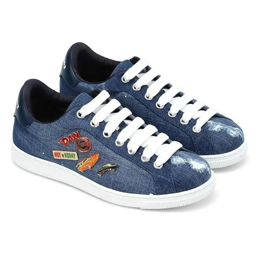 Giày DSquared2 - Giày Sneaker Dsquared2 Denim With Pins Màu Xanh Size 41.5 - Vua Hàng Hiệu